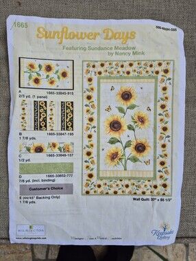 Sundance Meadow  Wall Quilt Kit Designed By Nancy Mink - Sunflower Days.